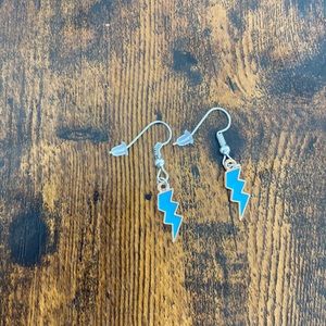 Blue lightning, bolt earrings, handmaiden